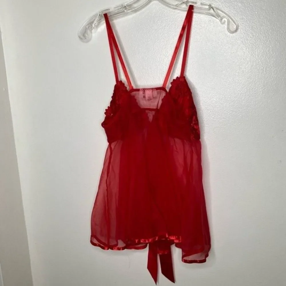 Vintage Red Lace lingerie Negligee Slip Sexy Small babydoll - Picture 6 of 9